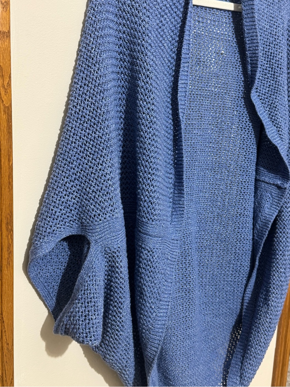 PURE JILL Sweater Knit Shrug S-L Blue/White Marl Knit EUC - Picture 4 of 8